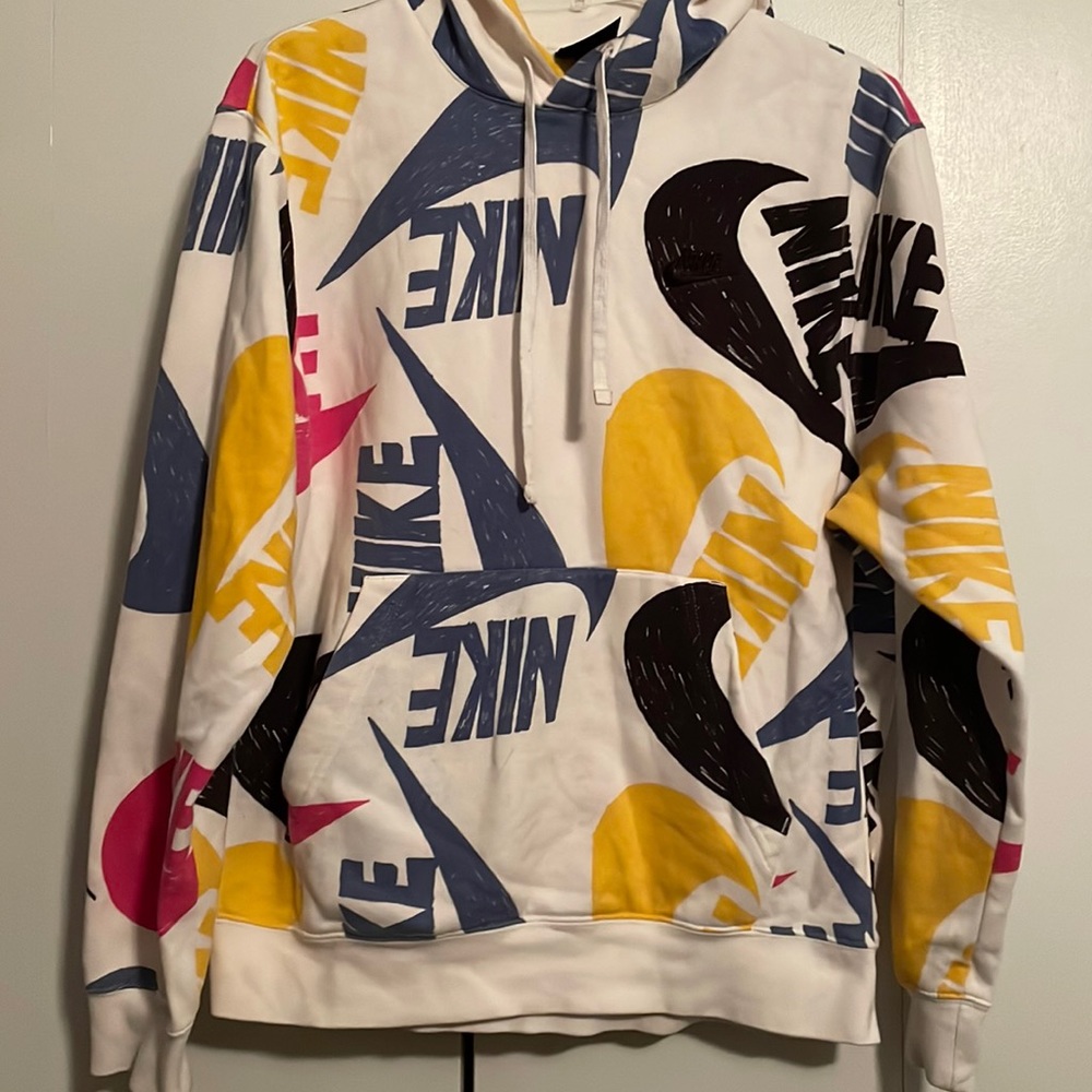 Nike mens size medium abstract hoodie used but in clean condition.